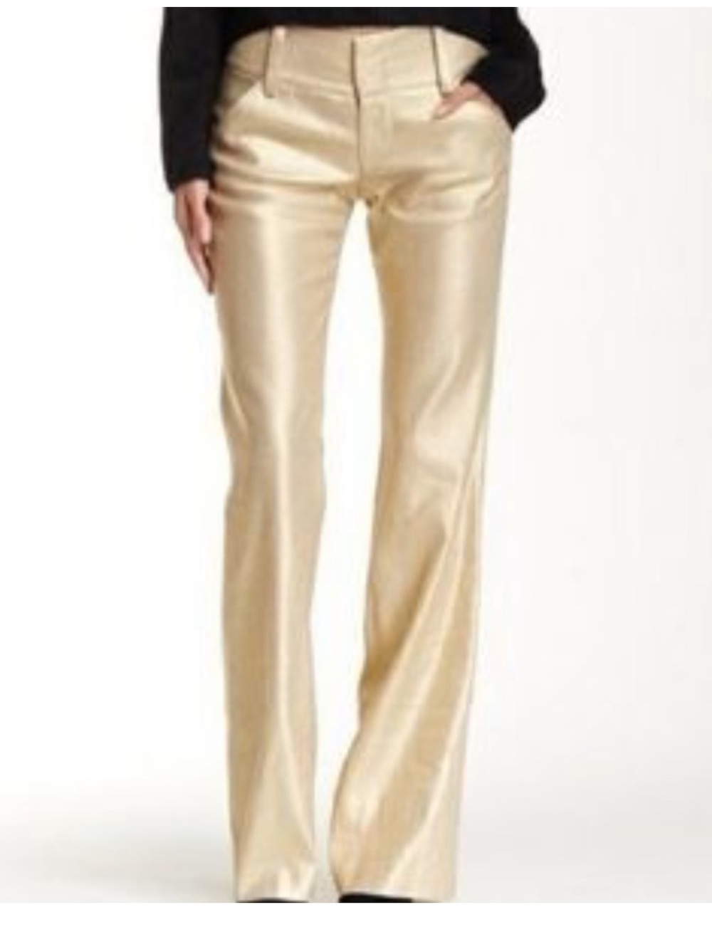 Alice + Olivia Gold Metallic Pant Women’s 2 boot cut flare